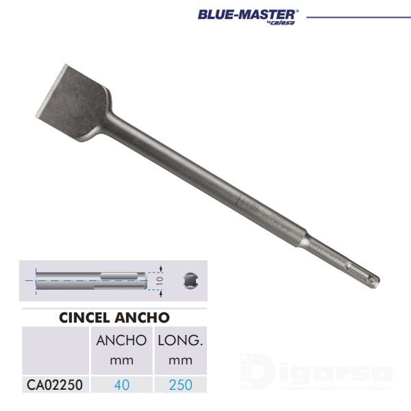 Burin large 40mm pour perforateur SDS+, 250 mm BLUE MASTER CA02250
