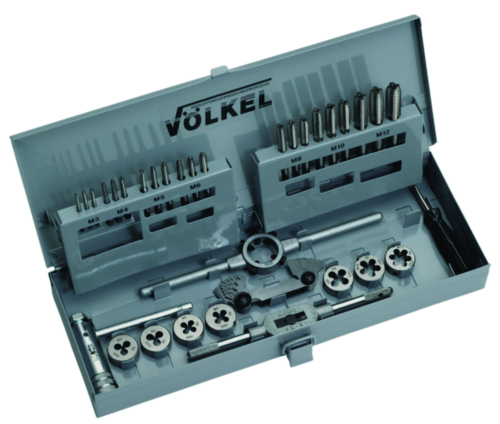Jeu de tarauds mains et filière de M3 à M12 + accessoires VOLKEL PV12 - 49501