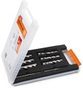 Set de fraises HSS WELDON 3/4 Ø 12, 14, 16, 18, 20 et 22 mm (profondeur de coupe 50 mm) et 2 éjecteurs (100 mm) dans un coffret plastique FEIN 63134999063