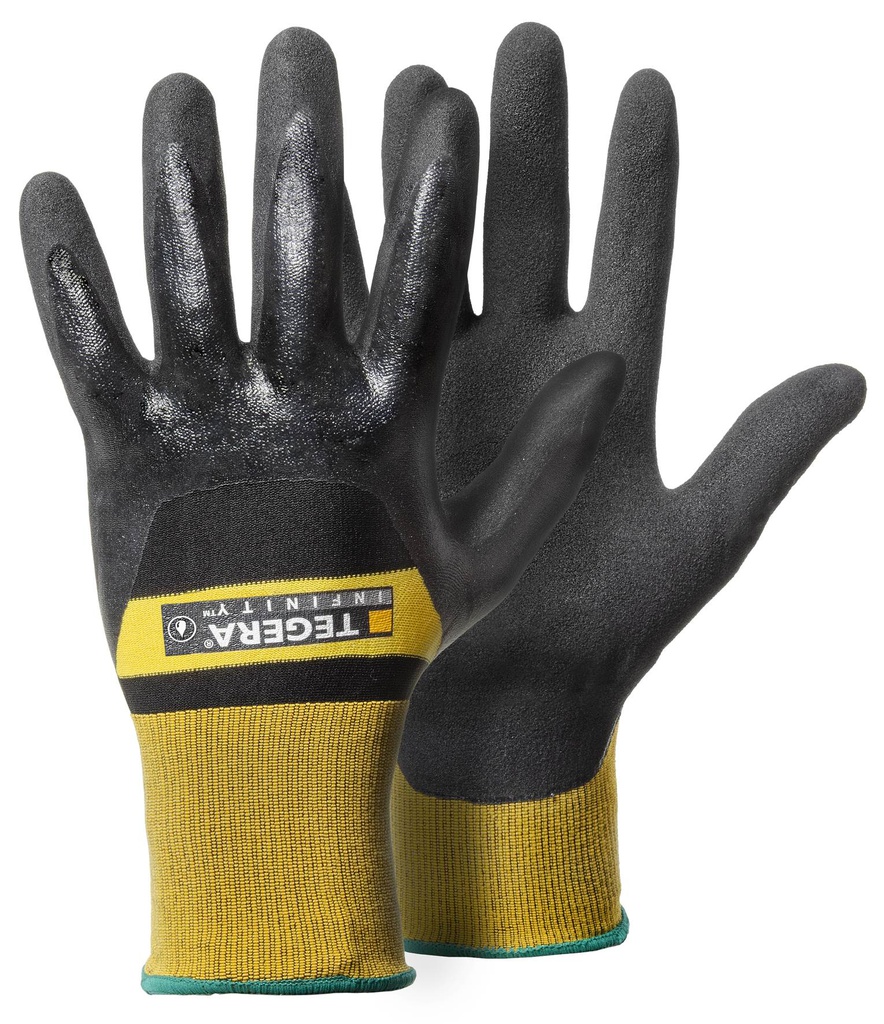 Gant synthétique, Nitrile, Mousse nitrile, Aqua PU, Enduit aux 3/4, Double-enduction TEGERA 8803 INFINITY taille 10