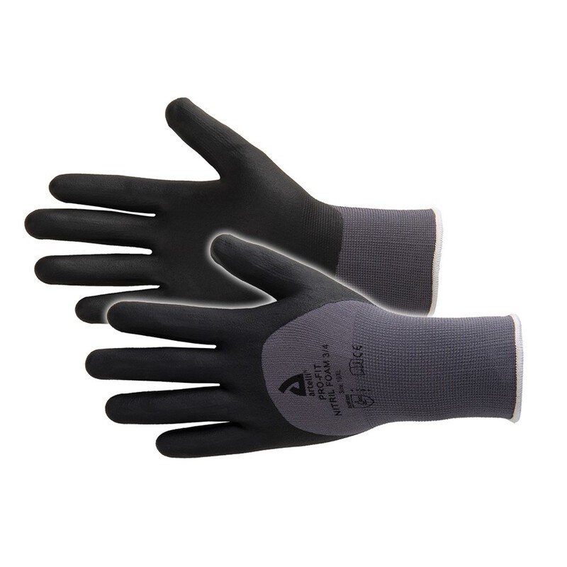 Gant nylon (support gris) / lycra enduit en mousse nitril ARTELLI PRO-NITRIL FOAM 3/4 taille 9
