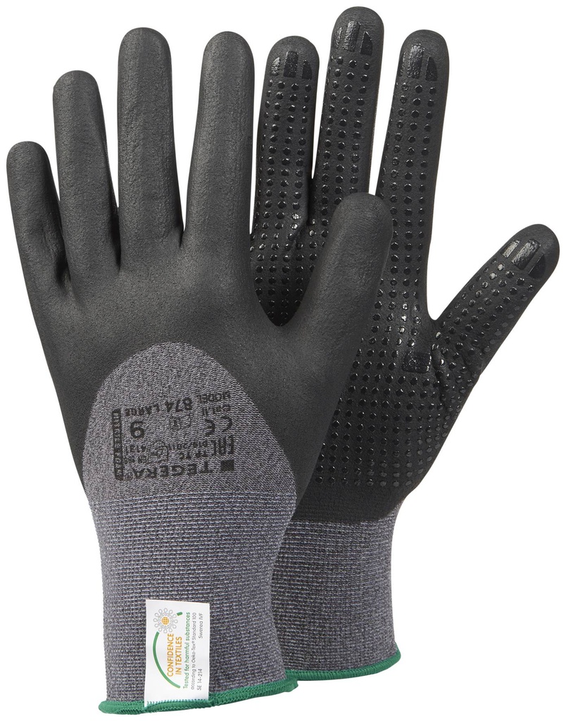 Gant synthétique, Mousse nitrile, Enduit aux 3/4, Motif d'adhérence en mousse TEGERA 874 INFINITY taille 10