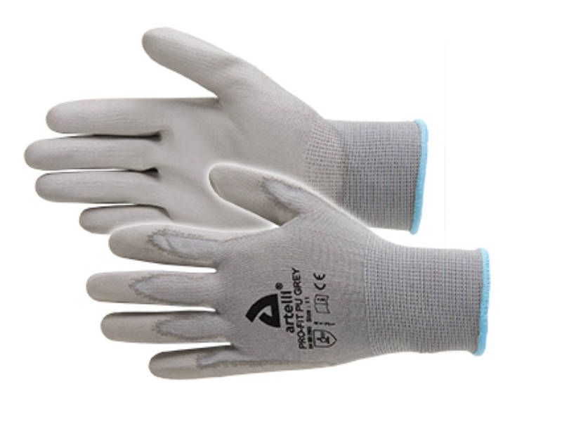 Gant sans couture en nylon avec paume en revêtement polyuréthane ARTELLI PRO-PU Grey taille 7 - 1022149