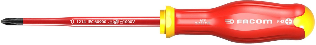 Tournevis ProTwist isolé à 1000V pour vis à tête Phillips PH2 x 125 mm FACOM ATP2X125TVE
