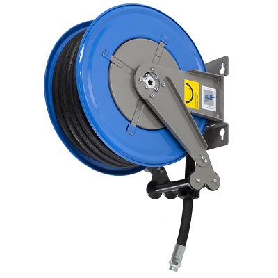 Enrouleur Air/Eau équipé d’un flexible caoutchouc 20 mètres, Ø intérieur 19 mm, pression maximum 20 bar ALGI 07779600