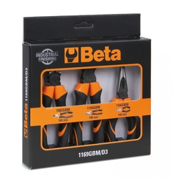 [BE1169GBMD3] Jeu de 3 pinces, à becs demi-ronds, universelle, coupante BETA 1169GBM/D3