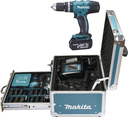 [MADHP453RFJ] Visseuse-Perceuse à percussion sur accu 18V MAKITA DHP453RFJ + 2 accus 3,0Ah+ 1 chargeur+ Coffre + 96 accessoires