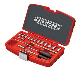 [CFC00-18PH2] Coffret avec cliquet 1/4&quot; + douilles de 4 à 13mm et accessoires CETAFORM C00-18PH2