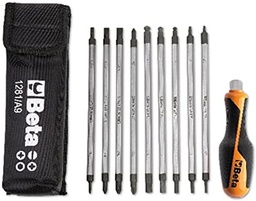 [BE1281BGA9] Jeu de 9 lames tournevis réversibles et 1 accessoire en étui BETA 1281BG/A9