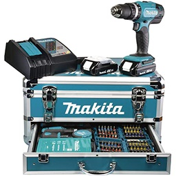 [MADHP453RFX2] Visseuse-Perceuse à percussion sur accu 18V MAKITA DHP453RFX2 + 2 accus 3,0Ah+ 1 chargeur+ Coffre + 96 accessoires