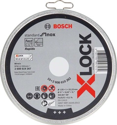 [BO2608619267] Disque à tronçonner BOSCH Inox 125-1,0  Ac/Inox 2608619267 (10pcs)