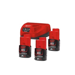 [MIM12303] Set de 3 batteries12V 3,0Ah NRG + chargeur MILWAUKEE NRG M12 303