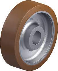 Roue de traction diamètre 400x100mm en PU avec rainures obliques - Alésage 50mm + rainure de clavette