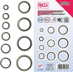 [BGS9306] Assortiment de 150 joints d’étanchéité en métal-caoutchouc BGS 9306 - M6-&gt;M24