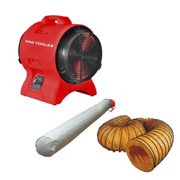 [MW722313519] Ventilateur mobile 250 W, avec flexible de 10 m et porte-tuyau confortable Fabriqué entièrement en polyéthylène incassable MW-TOOLS MV200PPSET - 722313519