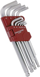 [KR3602] Jeu de 10 clés longues mâles 6 pans coudées tête sphérique KRAFTWERK 3602