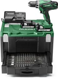 [DS18DJLWKPZ] Visseuse sans fil 18 V avec accessoires HIKOKI DS18DJLWKPZ + 2 accus 1,5Ah+ 1 chargeur+ Coffre + 100 accessoires