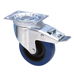 [PFT15R100PL1] Roulette pivotante avec frein diamètre 100mm Resilex Bleu