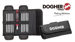 [DO330050] Jeu de 10 lames tournevis réversibles et un porte-lames professionnel en étui DOGHER 330-050