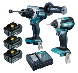 [MADLX2418TJ] Visseuse-Perceuse + bouloneuse sur accu 18V MAKITA DLX2418TJ + 3 accus 5,0Ah+ 1 chargeur+ Coffre Makpac