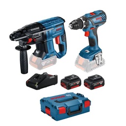 [BO0615990M0R] Pack combiné GSR18V-28 + GBH18V-21 + 2 accus GBA 18V4,0Ah + chargeur BOSCH 0615990M0R