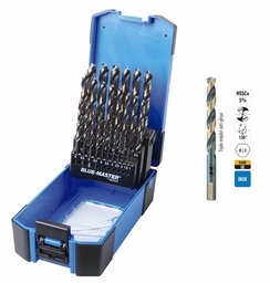 [BLPC9511] Coffret de 25 forets HSS-E 5%CO DIN338 type BC95 (INOX) de 1 à 13mm/0,5mm BLUE-MASTER PC9511