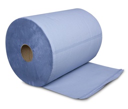 [ROULBLEU3PLIS37x190M] Papier de nettoyage en bobines Maxi bleu 3 plis cellulose gaufré perforé 37cm x 190m - 527 coupons (Pack de 2 rouleaux)
