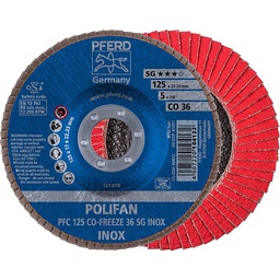 [PF67712536] Disque à lamelles POLIFAN, conique, CO-FREEZE 36 SG INOX acier inoxydable PFERD PFC 125 CO-FREEZE 36 SG INOX - 104132