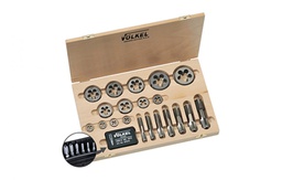 [VO48628] Coffre de 6 Tarauds double taille Hex Tap + 6 filières rondes G (BSP) 1/2 – 1“ VOLKEL 48628