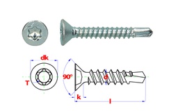 [D7504O-TF48x32] Vis autoforante tête fraisée D7504O-T Ø4,8x32 Zn T25 (500pcs)