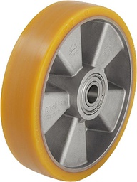 [RS174X40-25] Roue en aluminium avec bandage en polyuréthane dia 175x40mm - Roulement à billes Alésage 25mm, longueur moyeu 50mm