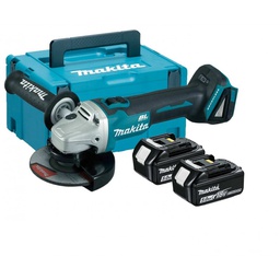 [MADGA513RTJ] Meuleuse 125mm sur accu 18V MAKITA DGA513RTJ + 2 accus BL1850B + chargeur Coffre MakPAC