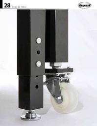 Pied avec roue et frein pour table SIEGMUND Hauteur 650mm