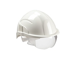 [CENVISION+BL] Casque de sécurité avec bouton pivotant, courte visière, en ABS renforcé, pourvu d'un fond de coiffe à 6 points en textile CENTURION VISION PLUS PR-BOUT-30MM - Blanc