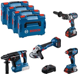 [BO0615990N32] Pack combiné GSR18V-110C + GBH18V-24C + GDX18V-210C + GWS18V-10 + 2 accus ProCore 5,5Ah + 1 accu GBA18V 4,0Ah + chargeur BOSCH 0615990N36 (L-Boxx)