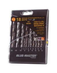 [BMM9382] Coffret de 18 forets métaux/bois/béton de 3 à 10mm BLUE-MASTER M9382