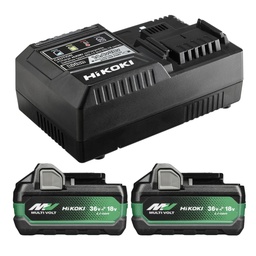 [HIUC18YSL3WJZ] Set de 2 batteries MultiVolt 8,0Ah18V -4,0Ah36V HIKOKI BSL36B18X + chargeur UC18YSL3 - UC18YSL3WJZ