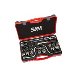 [SAM75SH28Z] Coffret 1/2&quot; avec cliquet et douilles 6 pans 8-32mm SAM 75SH28
