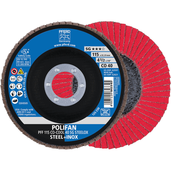 [PF725450] Disque à lamelles POLIFAN, plat, CO-COOL SG STEELOX PFERD PFF 125 CO-COOL 40 SG STEELOX - 725450