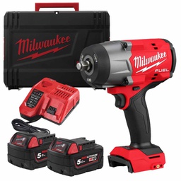 [MIFHIW2F12-502X] Boulonneuse à chocs 1/2&quot; + 2x accu 5.0ah + chargeur dans 1x HD BOX MILWAUKEE M18 FHIW2F12-502X