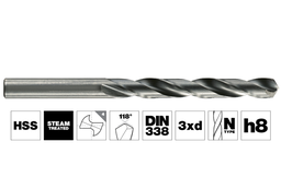 [TI11453011180] Foret métaux TSX HSS taillé meulé queue réduite TIVOLY HSS DIN 338 dia:11,8mm - Angle de coupe: 118° - 11453011180
